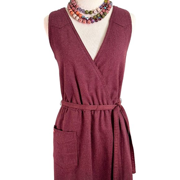 Vintage Sasson Paris Wool Blend Western Belted Wrap Dress Size 4/5 - Picture 3 of 13